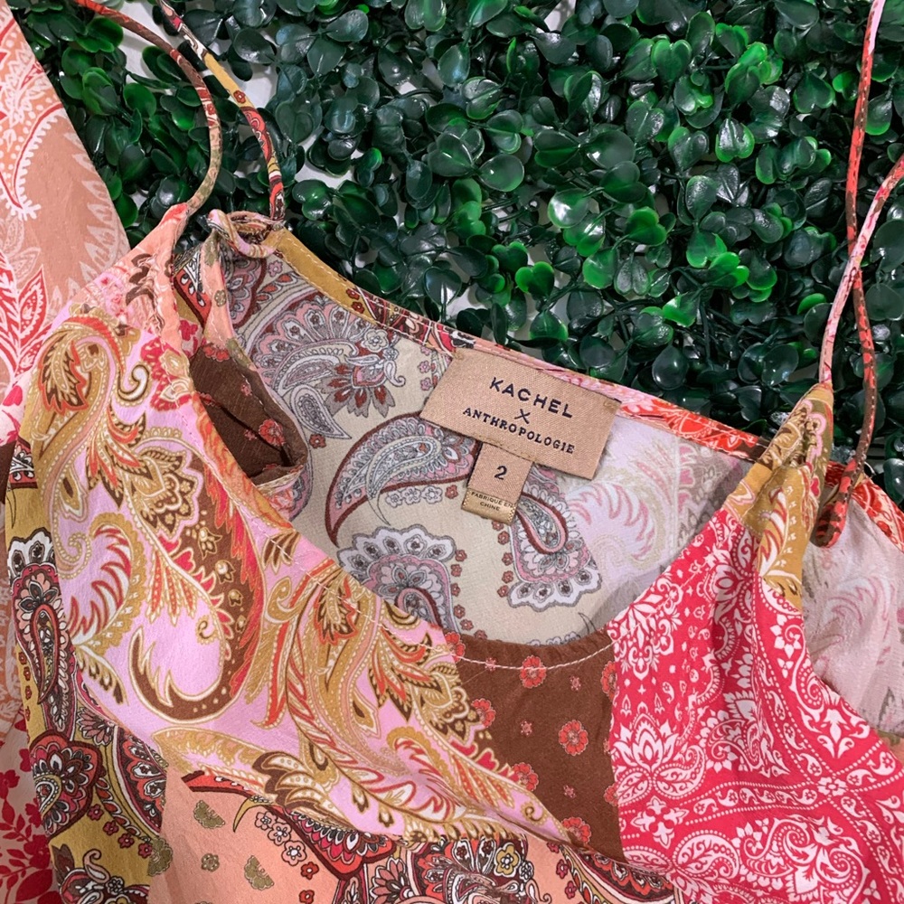 Kachel X anthropologie silk slip dress, size 2